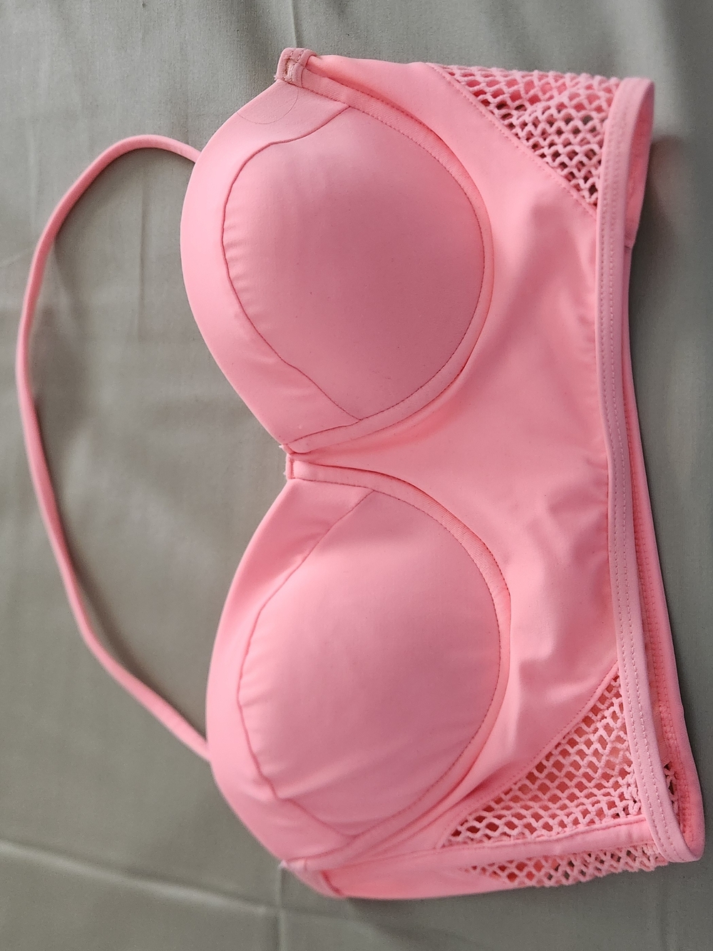 La Hearts Pink Padded Bralette with Mesh Insets